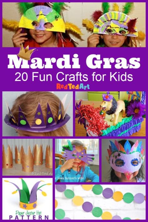 Easy Mardi Gras Crafts for Kids of all ages - Celebration Ideas Red Ted Art Fat Tuesday Crafts For Kids, Mardi Gras Ideas For Kids, Mardi Gras Masks For Kids, Mardi Gras Activities For Toddlers, Mardi Gras Float Ideas Kids, Mardi Gras Projects For Kids, Easy Mardi Gras Crafts For Kids, Mardi Gras Arts And Crafts For Kids, Preschool Mardi Gras Crafts