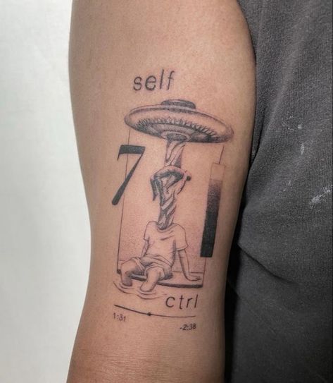 Think Different Tattoo, Tattoo Ideas Cyberpunk, Stay Grounded Tattoo, Control Tattoo Ideas, Blond Tattoo Frank Ocean, Obscure Tattoos, Self Control Tattoo, Frank Ocean Tattoo Ideas, Blond Tattoo