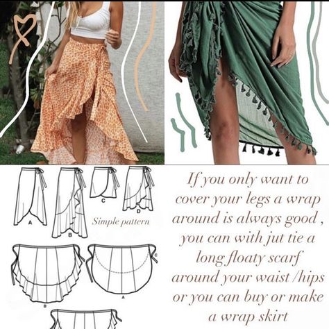 How To Style Wrap Skirt, Hankerchief Skirt, Maxi Skirt Pattern, Hip Scarves, Chiffon Wrap, Diy Skirt, Boho Scarfs, Patterned Scarves, Clever Crafts