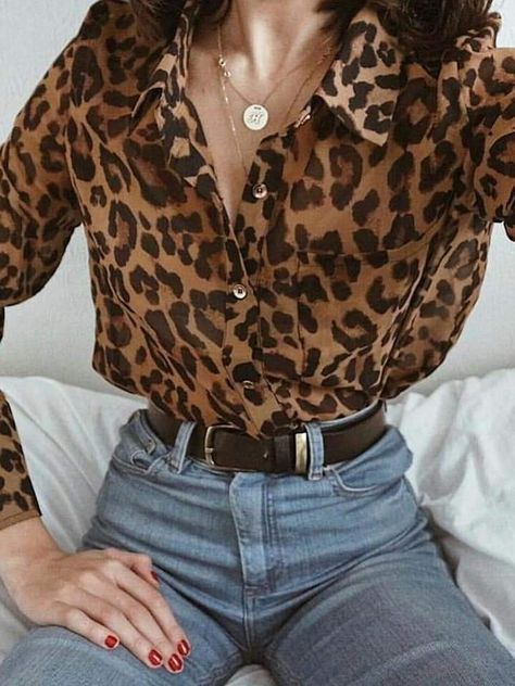 Leopard Print Outfits, Leopard Print Shirt, Leopard Print Top, Leopard Print Blouse, Winter Trends, Trend Fashion, 가을 패션, Street Chic, Ladies Dress Design