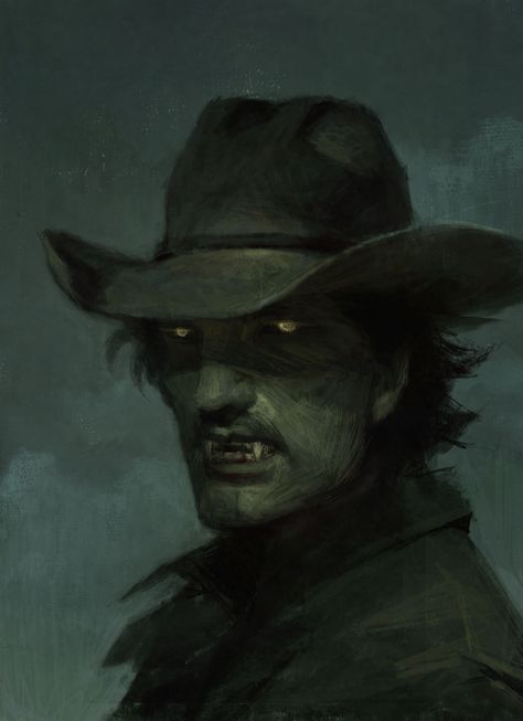 Cowboy Painting, Vampire Masquerade, Horror Vintage, Vampires And Werewolves, Vampire Art, World Of Darkness, Cowboy Art, Arte Obscura, Modern Fantasy