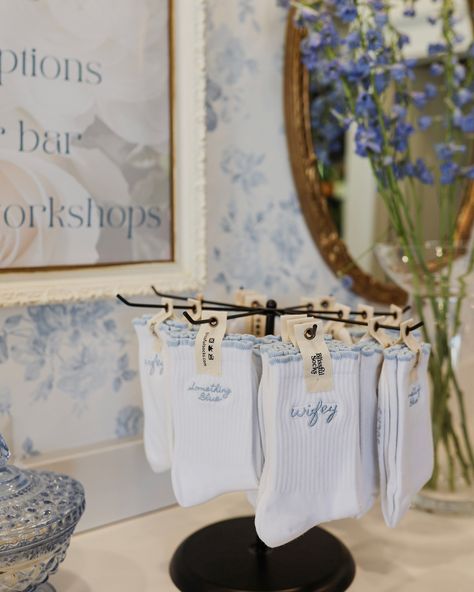 Something Blue collection is here! Find us in-store at @themomentintime_ or shop it online exclusively on Etsy🩵 #SomethingBlue #BlissfulSocks #etsy Wedding Party Socks, Light Blue Embroidery, Bridesmaid Socks, Ready Outfits, Embroidered Socks, Something Blue Bridal, Engagement Celebration, Blue Socks, Wedding Accessory