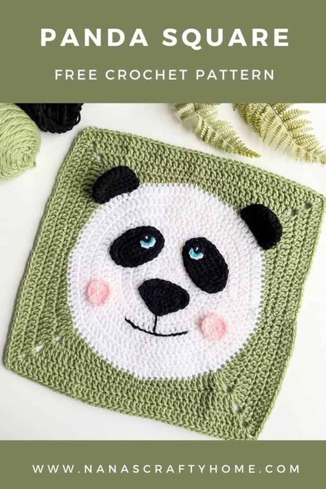 Free Wild Animal Crochet-A-Long! 🐾 Join us for a year-long adventure, crocheting a new animal-themed granny square each month. Perfect for all skill levels. At the end of the CAL you will have an adorable and stunning wildlife-inspired blanket. Get January's Panda Square free now! A free crochet pattern by Nana's Crafty Home. Crochet Panda Granny Square, Panda Granny Square, Animal Granny Squares Free Pattern, Panda Blanket, Granny Square Easy, Square Crochet Pattern, Spring Crochet, Crochet Eyes, Animal Crochet