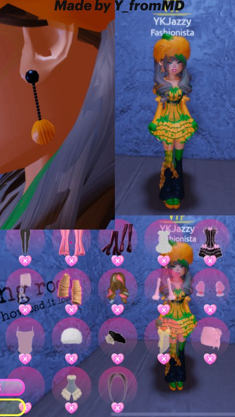 Made by Y_fromMD Pumpkin Dress To Impress, Hack Dress, Pumpkin Dress, Pumpkin Outfit, Dress To Impress, Quick Saves