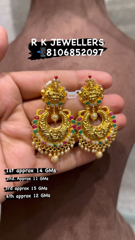 r_k__jewellers on Instagram: Light weight Chandbali 😍😍💖 Chandbali Necklace Set Gold, Light Weight Chandbali Earrings Gold, Chandbali Necklace, Lakshmi Earrings, Necklace Set Gold, Instagram Light, 22k Gold Jewelry, Hand Work Blouse, Chandbali Earrings