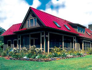 Appreciate Your Home with Quality Metal Roofing - Find the Average Metal Roof Value in Your Area Camp Exterior, Red Metal Roof, Metal Roof Houses, Pergola Plans Design, Metal Roof Colors, Modern Chalet, Metal Roofs, Outer Limits, Standing Seam Metal Roof