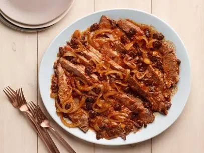 Sweet and Sour Brisket Recipe | Ellie Krieger | Food Network Sweet And Sour Brisket, Braised Beef Brisket, Ellie Krieger, Brisket Recipe, Brisket Recipes, Braised Beef, Beef Brisket, Sweet And Sour, Dried Fruit