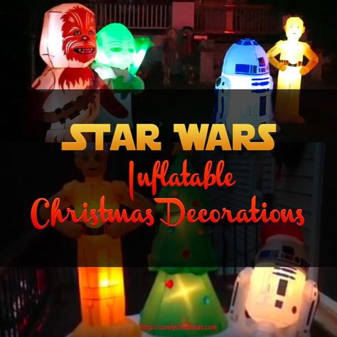 Starwars Christmas Decorations Outdoor, Star Wars Christmas Decorations, Christmas Yard Inflatables, Yard Inflatables, Comfy Christmas, Inflatable Christmas Decorations, Door Inspiration, Christmas Yard Decorations, Star Wars Christmas