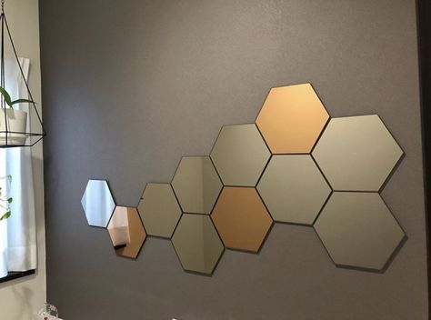 Honeycomb Mirror Design, Honefoss Ikea, Honeycomb Mirror, Hexagon Mirror, Event Hall, Mirror Design, House Design Kitchen, Mirror Tiles, Diy Mirror