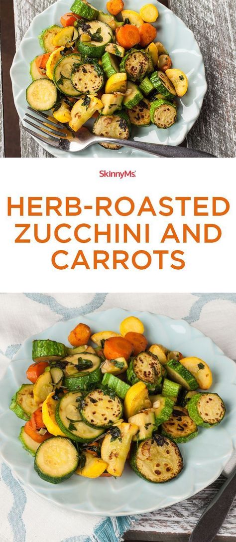 Herb Roasted Zucchini and Carrots Roasted Zucchini And Carrots, Roasted Zucchini, Roast Zucchini, Carrot Recipes, Veggie Side Dishes, Healthy Side Dishes, Zucchini Recipes, Veggie Dishes, Vegetable Side Dishes