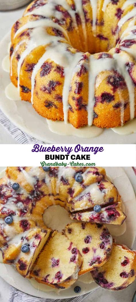 Blueberry Bundt Cake Recipes, Dessert Blueberry, Blueberry Coffee Cake Recipe, Citrus Glaze, Blueberry Orange, Moist White Cake, Blueberry Bundt Cake, Blueberry Pound Cake, Orange Bundt Cake