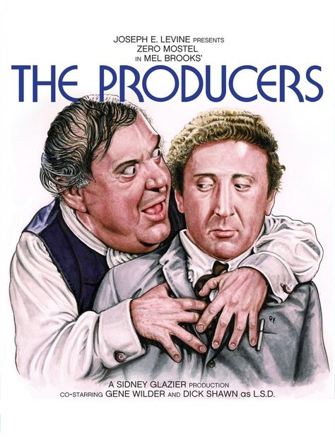 The Producers - Mel Brooks - 1968 - starring Zero Mostel and Gene Wilder Gene Wilder, Mel Brooks, The Producers, Funny Films, Movie List, Comedy Movies, Dvd Blu Ray, Movies Online, Full Movies