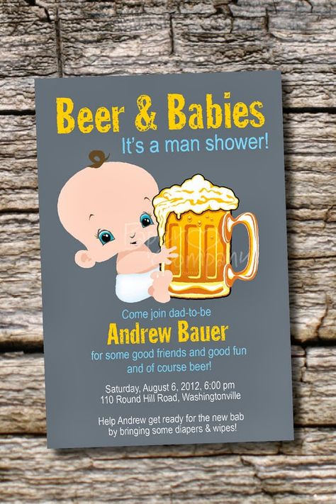 Don't forget about the daddy!  While the mommy is off getting spoiled and showered with gifts at her baby shower, throw the dad-to-be a daddy Diaper Shower Invitations, Diaper Party Invitations, Diaper Party, Baby Shower Invitation Wording, Man Shower, Birth Announcement Template, Party Invitations Printable, Baby Invitations, Baby Shower Diapers