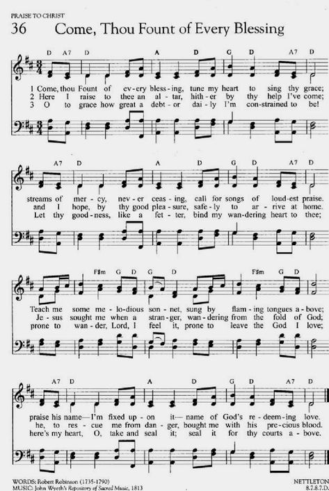 Come Thou Fount Of Every Blessing Art, Come Thou Fount Of Every Blessing, Lds Hymns, Beautiful Scriptures, Gospel Song Lyrics, Come Thou Fount, Old Time Religion, Hymn Sheet Music, Hymn Music