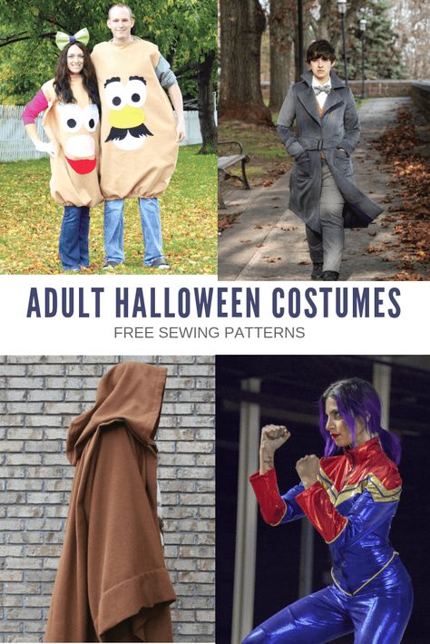 15+ ADULT HALLOWEEN COSTUMES: Free sewing patterns. Find some easy to make beginners sewing projects with a printable sewing pattern and tutorial Halloween Costume Sewing Patterns, Floor Printable, Food Halloween Costumes, Sew Halloween Costume, Halloween Costume Patterns, Costume Sewing, Cute Sewing Projects, Modern Sewing Patterns, Printable Sewing Patterns