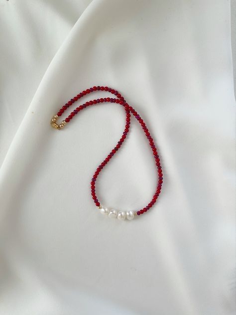 Red Pearls Necklace, Red Handmade Jewelry, Red Pearl Bracelet, Coral And Pearl Necklace, Rubies Jewelry Necklaces Beads, Pearl And Coral Necklace, Red Pearl Necklace, Pearl And Bead Necklace, Ruby And Pearl