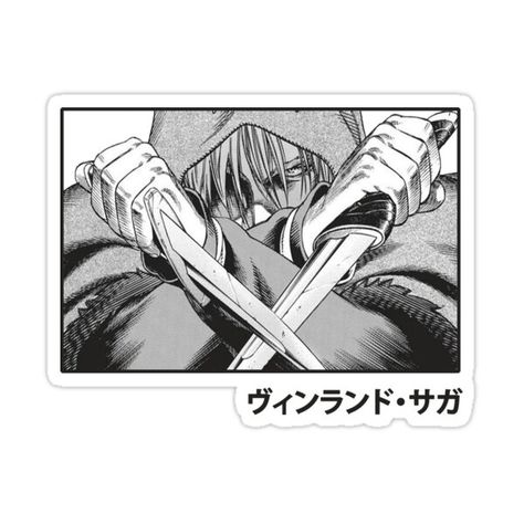 Decorate laptops, Hydro Flasks, cars and more with removable kiss-cut, vinyl decal stickers. Glossy, matte, and transparent options in various sizes. Super durable and water-resistant. Thorfinn from Vinland Saga with Vinland Saga in Kanji underneath the design. Vinland Saga Black And White, Thorfinn Tattoo Ideas, Vinland Saga Tattoo Ideas, Thorfinn Tattoo, Vinland Saga Tattoo, Vinland Saga Thorfinn, Fantasy Tattoos, Vinland Saga, Anime Stickers