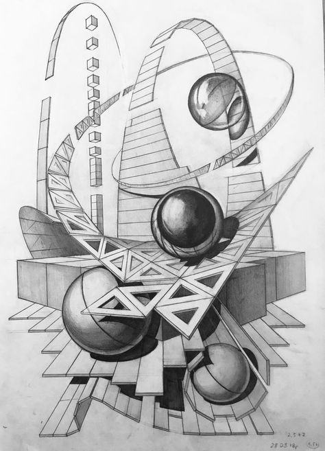 Movement In Art Drawing, Abstract Architecture Drawing, Geometric Shapes Drawing, 3d Geometric Shapes, Perspective Drawing Architecture, Perspective Drawing Lessons, Geometric Shapes Art, Architecture Design Drawing, Geometric Drawing