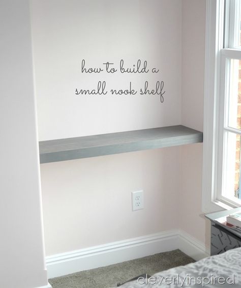 how to build a shelf in a nook space @cleverlyinspired (3) Outdoor Furniture Woodworking Plans, Build A Shelf, Wall Nook, Country House Bedroom, Prefinished Hardwood Floors, Mudroom Remodel, Prefinished Hardwood, Clean Decor, Small Woodworking Projects