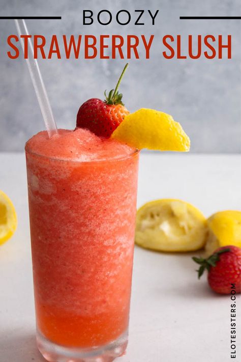 This super easy strawberry lemonade vodka slush recipe comes together quickly and makes the perfect boozy strawberry lemonade slush, refreshing for summer! This boozy drinks recipe is perfect for how summer days. It's an awesome alcoholic drink recipe that can easily be made into a mocktail. It's a yummy cocktail recipe you can make in a large batch and serve at a summer party! #drinks #cocktail #mocktail #slushie #summer Fruit Drink Recipes, Recipes With Alcohol, Vodka Slush Recipe, Frozen Fruit Drinks, Good Lemonade Recipe, Fruit Drinks Recipes, Lemonade Slush, Easy Strawberry Lemonade, Vodka Slush