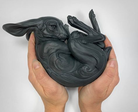 COLLECTORS EDITION: Human, The Art of Beth Cavener – Beth Cavener – Follow the black rabbit Beth Cavener, Porcelain Sculpture, Rabbit Sculpture, Colossal Art, Art Magazine, Visual Culture, Rabbit Art, Small Sculptures, Animal Figures