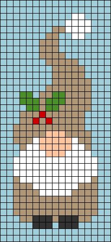 Graph Paper Christmas Drawings, Christmas Gnome Perler Bead Patterns, Easy Christmas Perler Bead Pattern, Gnome Pixel Art, Gnomes In Plastic Canvas, Mini Christmas Cross Stitch Patterns, Gnome Quilts, Winter Pixel Art, Christmas Pixel Art