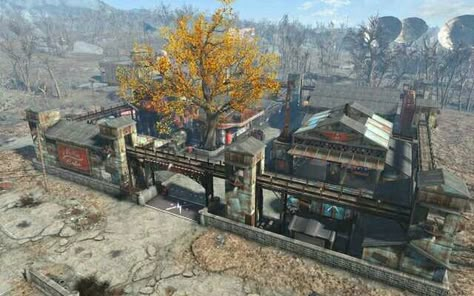 Fo4 Settlement Ideas, Post Apocalyptic Community, Apocalypse Settlement, Post Apocalyptic Town, Fallout 4 Tips, Fallout Settlement, Fallout 4 Settlement Ideas, Apocalypse Landscape, Fallout Rpg