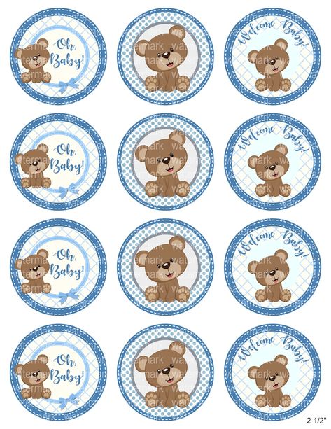 Teddy Bear Cupcake Toppers Brown Bear Cupcake Toppers Baby image and visual related images Teddy Bear Cake Topper Printable, Teddy Bear Cupcake Toppers, Bear Cupcake Toppers, Vintage Baby Shower Boy, Teddy Bear Cupcakes, Bear Baby Shower Cake, Baby Shower Oso, Cupcake Toppers Free, Bear Cupcakes