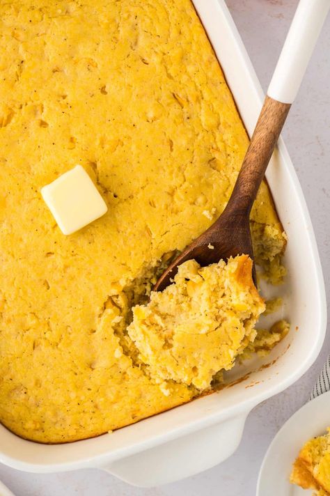 This spoon bread is made from scratch but the recipe is a cinch to make, with sweet corn and a fluffy, creamy texture. It’s irresistible! Sweet Corn Spoon Bread, Corn Spoon Bread, Spoon Bread, Pizza House, Baked Corn, Corn Muffin Mix, Biscuit Bread, No Rise Bread, Corn Muffins