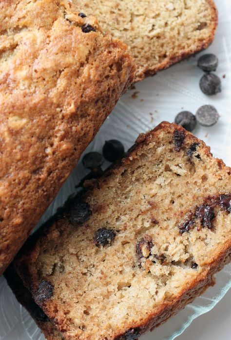 Oatmeal Chocolate Chip Bread | Just About Baked Oatmeal Chocolate Chip Bread, Oatmeal Flour, Wanna Call, Chocolate Chip Bread, Oatmeal Bread, Applesauce Cake, Oatmeal Chocolate Chip, Chocolate Bread, Oatmeal Chocolate