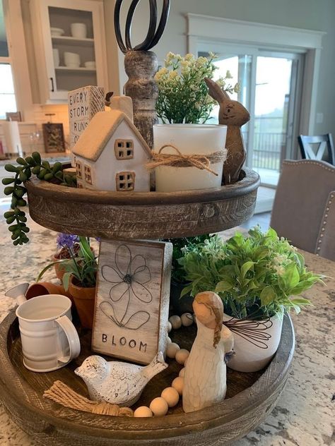 Milkhouse Candles, Tiered Tray Diy, Clay Flower Pots, Cozy Home Decor, Tray Design, Easter Decorations Dollar Store, Easter Decorations Diy Easy, Creative Stuff, Summer Home Decor