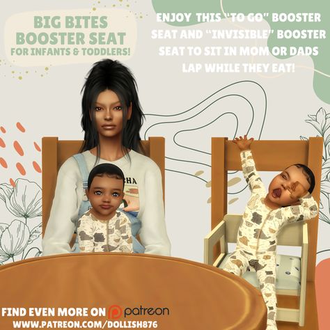 Big Bites Booster Seat [and sit in mom/dads lap!] | Patreon Sims 4 Kids Bedroom Cc, Sims 4 Kids Bedroom, Sims 4 Cc Free, Baby Booster Seat, Sims Baby, Sims 4 Family, The Sims 4 Pc, Free Sims 4, The Sims 4 Packs