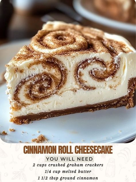 Cinnamon Swirl Cheesecake, Fun Cheesecake Recipes, Roll Cheesecake, Cinnamon Roll Cheesecake, Swirl Cheesecake, Christmas Baking Recipes, Fun Baking, Cheesecake Desserts, Food Pics