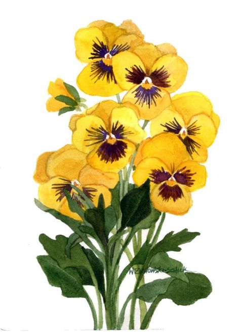 Yellow Pansies Original Watercolor Painting Reproduction by | Etsy Yellow Flowers Painting, Yellow Pansies, Glassware Crafts, Beach Artwork, Blossoms Art, Pansies Flowers, Unique Paintings, Painting Lessons, Painting Reproductions