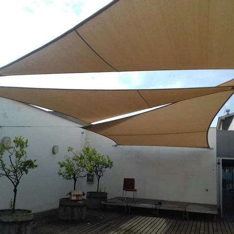 Triangle Patio Shade, Triangle Sun Shades For Patio, Triangle Sunshade Ideas, Triangle Sun Sail Shade Ideas Deck, Triangle Sun Sail Shade Ideas Backyard, Triangle Shade Sail Ideas Patio, Backyard Triangle Shade, Triangle Shade Sails For Patio, Patio Shade Sail Ideas