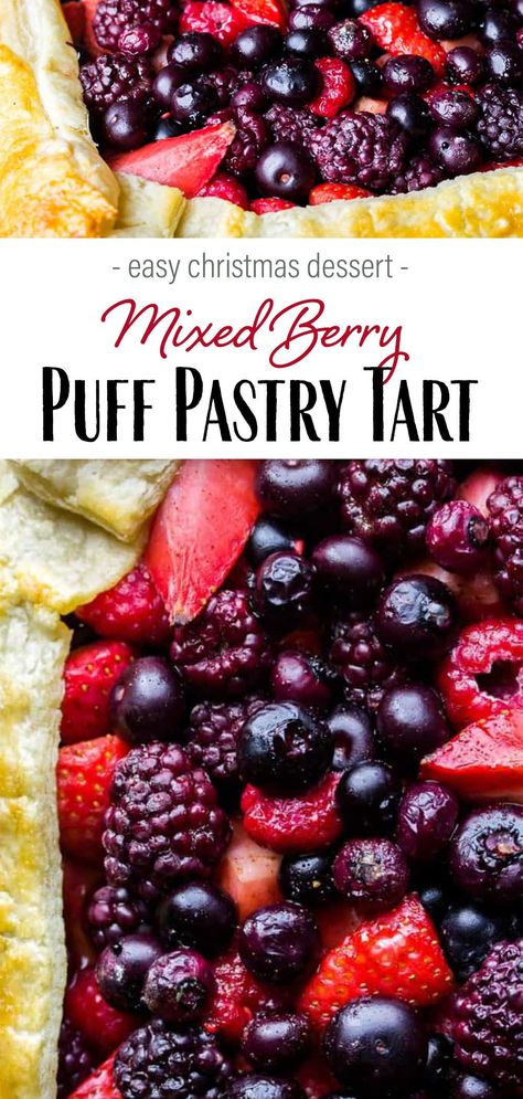 Mulberry Puff Pastry, Raspberry Dessert Recipes Easy, Puff Pastry Dessert Fruit, Strawberry Blueberry Puff Pastry, Easy Raspberry Tart Recipes, Puff Pastry And Raspberries, Fruit Galette Puff Pastries, Easy Frozen Fruit Dessert, Blueberry Puff Pastry Tart