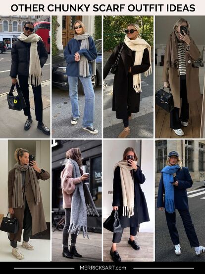 Chunky scarves are back, but not how we styled them 10 years ago. Here are chunky scarf styling tips! Did you own a big, blanket scarf back in the day? Well, a version of that is back, but in a more neutral way. Today I will cover the chunky scarf trend and share some styling tips for you to incorporate this into your winter wardrobe. Chunky Scarf Styling Tips There are lots of ways to style scarves, but here are 5 ways that are easy, work with big scarves, keep you warm, and don’t… Chunky Scarf Outfit, Big Scarf Outfit, Silk Scarf Styling, Big Scarves, Scarf Styling, Big Blanket, Scarf Trends, Big Scarf, Chunky Scarf