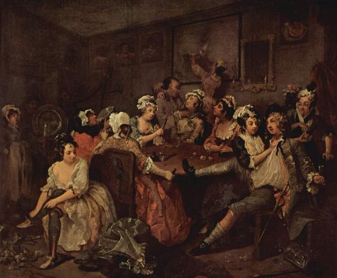 Scene in a tavern, 1735 / William Hogarth 1700s Art, William Hogarth, Rococo Art, Circle Canvas, Cloud Canvas, Rainbow Canvas, Cow Canvas, Baroque Style, Painting Canvas