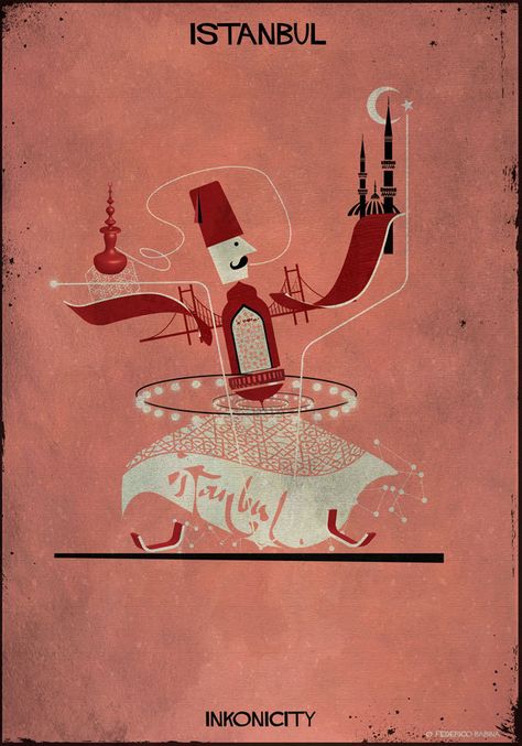 Turkey Culture, Federico Babina, Labyrinth Design, Istanbul Photography, Fairytale Illustration, City Illustration, Travel Illustration, Illustrated Map, Fashion Painting