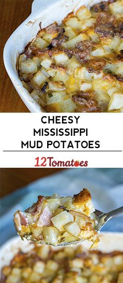 Cheesy Mississippi Mud Potatoes | 12 Tomatoes Mississippi Mud Potatoes, 12 Tomatoes Recipes, Potatoes Recipes, Mississippi Mud, 12 Tomatoes, Potato Side Dishes, Potato Casserole, Potato Dishes, Side Recipes