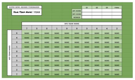 Superbowl Square Fundraiser - Complete Tool Google Sheet Superbowl Squares, Google Sheet Template, Sheet Template, Square Card, Ann Arbor, Team Names, Arbor, Super Bowl, Marketing And Advertising