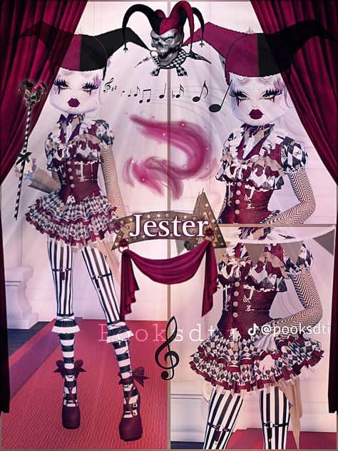 Clown Dti Outfit, Clown Dress To Impress, Jester Dress To Impress, Jester Outfits, Jester Outfit, Clown Outfit, Trash Fashion, Clown Dress, Fancy Dress Code