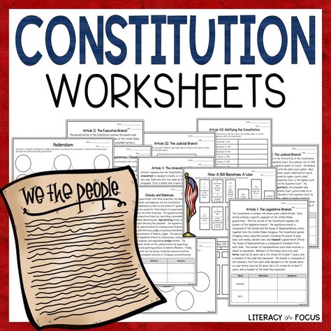 10 Engaging Constitution Day Activities | Literacy In Focus Constitution For Kids, Classroom Constitution, Constitution Activities, Social Studies Notebook, American History Lessons, Constitution Day, History Education, School Worksheets, The Constitution