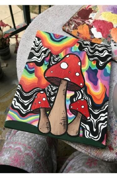 Art Mini Toile, Mini Toile, Art Hippie, Trippy Drawings, Arte Indie, Psychadelic Art, Trippy Painting, Hippie Painting, Simple Canvas Paintings