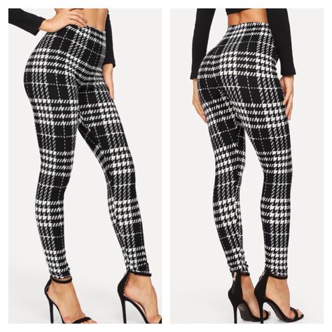 Super Comfortable, Very Nice Quality Plaid Print Black And White Leggings. Wear With Your Cutest Tunic Top This Season Or Lounge With You Favorite Sweatshirt! Fabric: 95% Polyester, 5% Spandex **Private Label Boutique Please Note: Color May Vary Due To Lighting & Device Display. Plaid Leggings Outfit, Black And White Leggings, Print Black And White, White Leggings, Sweatshirt Fabric, Print Leggings, Private Label, Plaid Print, Black Plaid