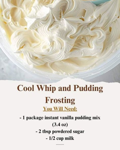 Gordon Ramsey Recipes ❤️ 🍟🍔🧀 | Cool Whip and Pudding Frosting 🧁 | Facebook Pudding Cool Whip Frosting, Vanilla Pudding Frosting, Cool Whip And Pudding, Whip Frosting, Pudding Frosting, Cool Whip Frosting, Easy Frosting, Frosting Recipes Easy, Whipped Frosting