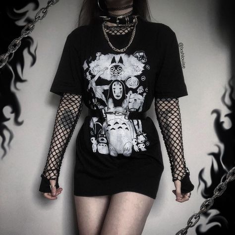 alternative.dark.grunge style⛓ on Instagram: “✨we love studio ghibli on this page ✨if u could live in any movie, which movie would it be? and would u be a specific character or as…” Cute Goth Outfits, Oversized Shirt Outfit, Alt Clothes, Seductive Clothes, Alt Outfits, Punk Outfits, Alternative Outfits, Goth Outfits, Girly Fashion