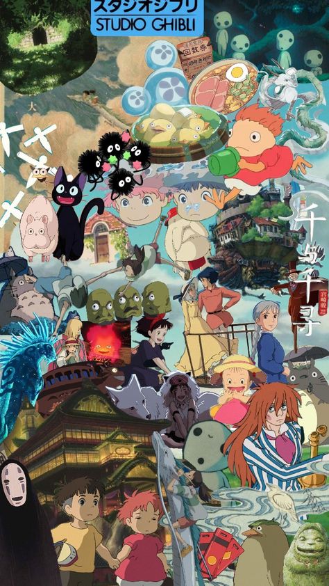 #ghibli #studioghibli #wallpapper Studio Ghibli Collage, Ghibli Lockscreen, Ghibli Collage, Wallpaper Ghibli, Ghibli Background, Studio Ghilbi, Chronically Online, Studio Ghibli Background, Ghibli Studio