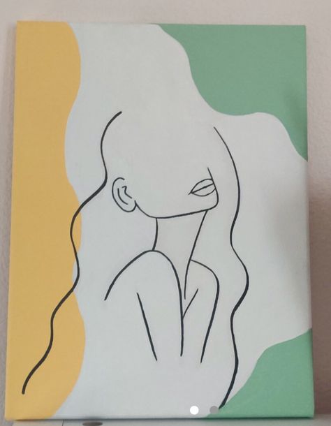 Easy Self Love Paintings, Simplistic Paintings Acrylic, Simple Silhouette Art, Painting Ideas Easy Simple Big Canvas, Easy Minimalist Painting Ideas On Canvas, Easy Esthetics Paintings, Diy Line Art Canvases, Easy Feminine Painting, Simplistic Painting Ideas On Canvas