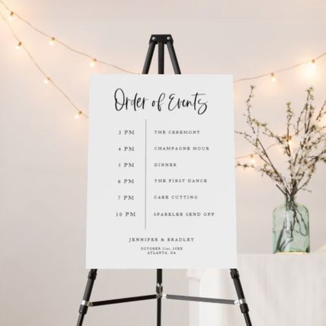 Order Of Events Wedding, Wedding Timeline Sign, Events Poster, Order Of Events Sign, Wedding Agenda, Wedding Order Of Events, Order Of Events, Sparkler Send Off, Wedding Posters